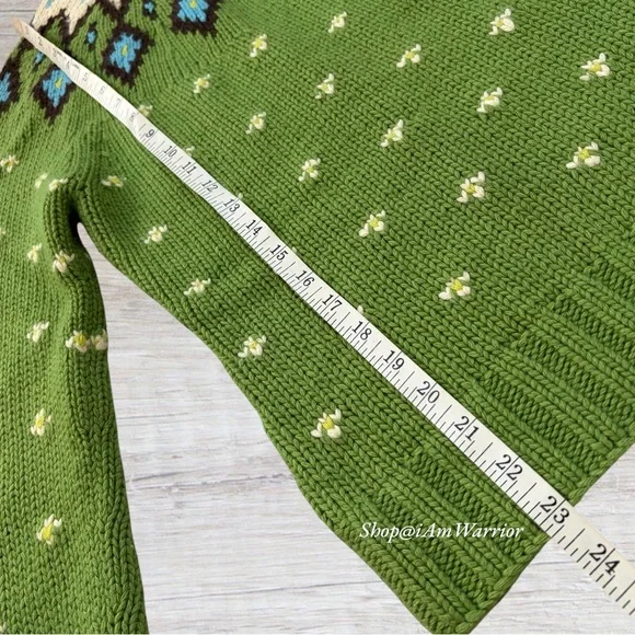 J.Crew vintage apple green Nordic fair isle handknit sweater *shop@iamwarrior - Picture 8 of 11